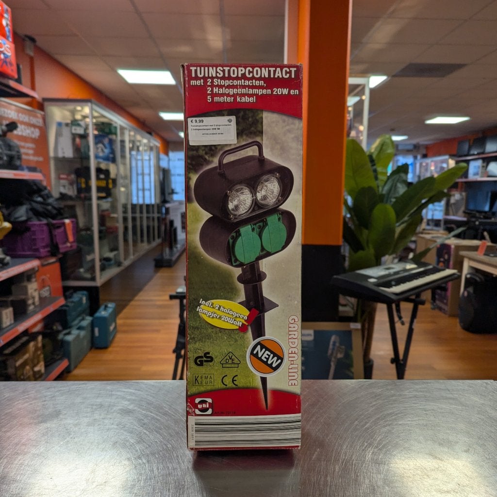 Tuinstopcontact met 2 stopcontacten, 2 halogeenlampen 20W 5M, Gardena, Nieuw, Support@gardena.com, Gardena GmbH, Hans-Lorenser-Straße 40, 
89079 Ulm
Germany
