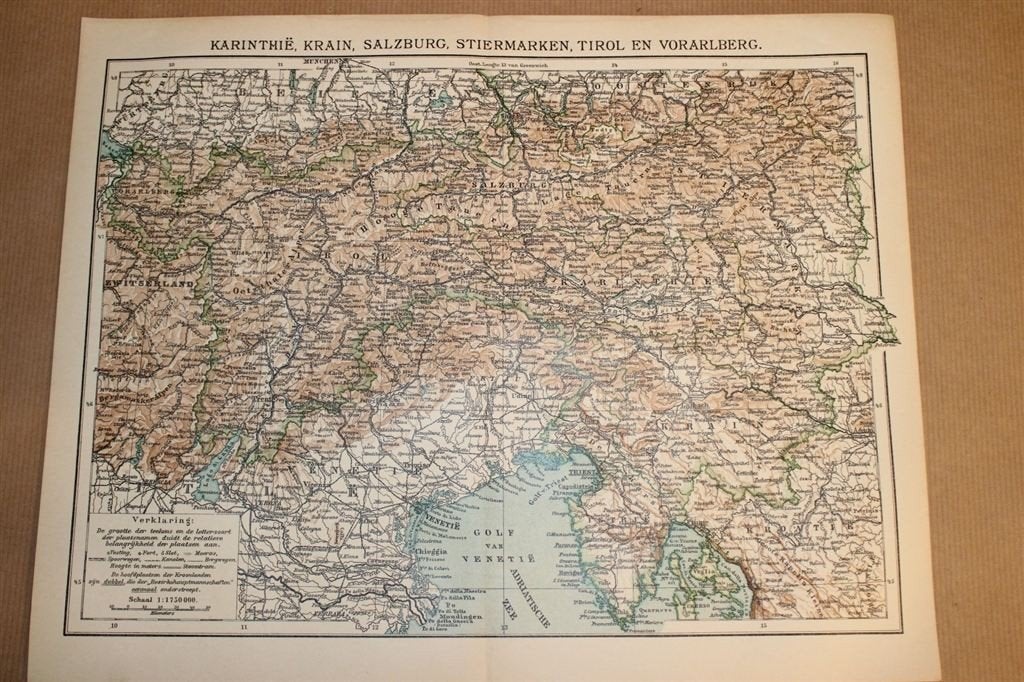 Antieke kaart - Karinthië, Tirol, Salzburg etc. - Circa 1900, Ophalen of Verzenden, 1800 tot 2000, Nederland, Landkaart