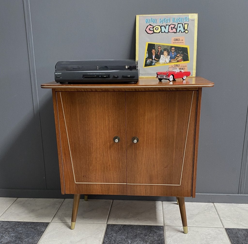 60 jaren platen kast records cabinet tv meubel 2deuren plank, Ophalen, Gebruikt, 12 inch