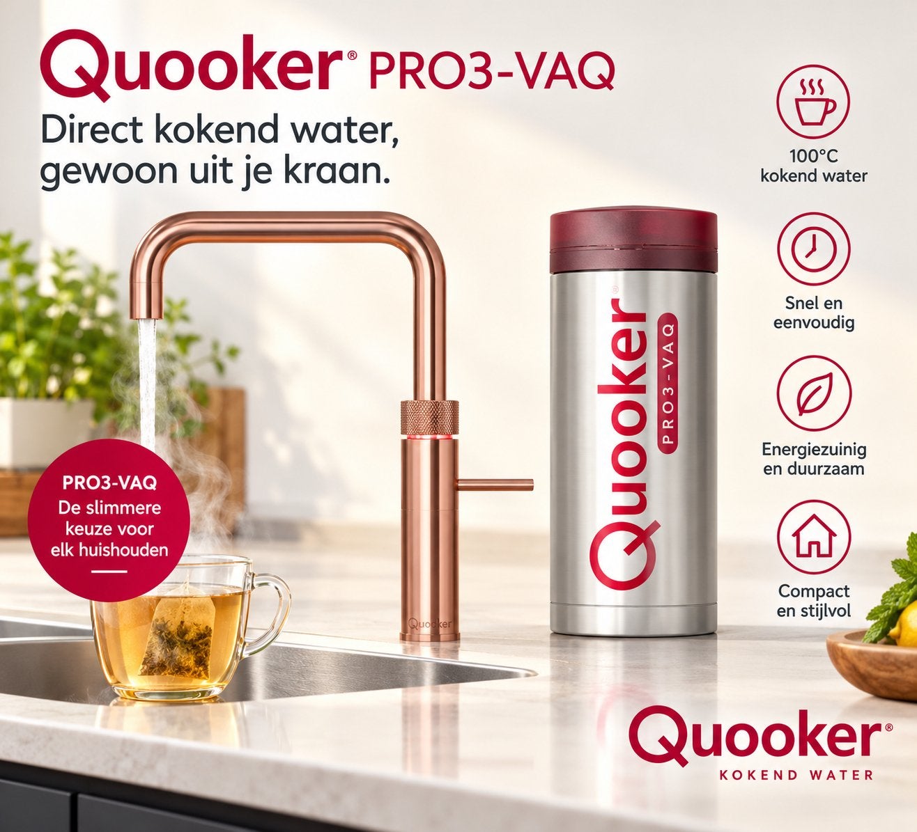 Quooker PRO3-VAQ Kraan - Demo model, als nieuw!, Ophalen of Verzenden, Zo goed als nieuw
