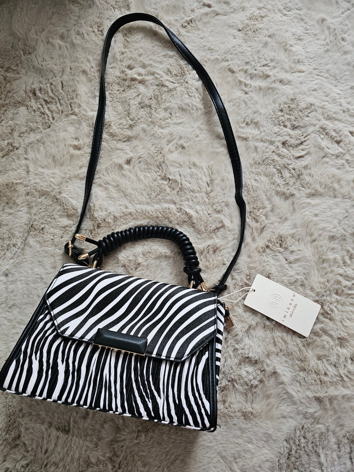 Nieuwe Zebra print tas met schouderband, Ophalen of Verzenden, Nieuw, Zwart, Handtas