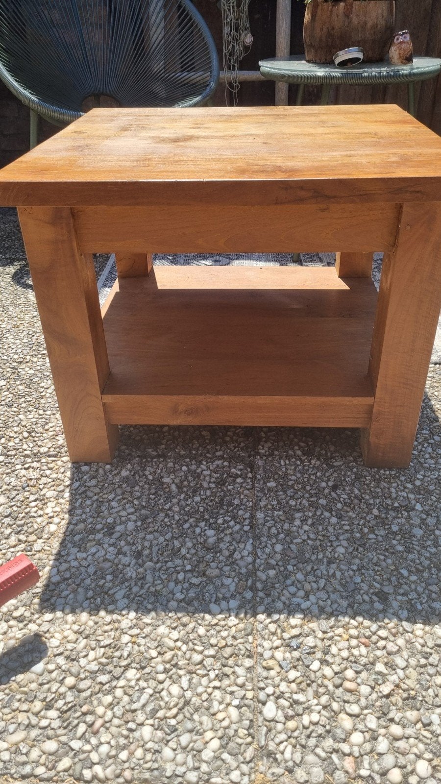 Massief houten salon- of hoektafel, Huis en Inrichting, Tafels | Salontafels, Ophalen, Gebruikt, 50 tot 100 cm, Vierkant