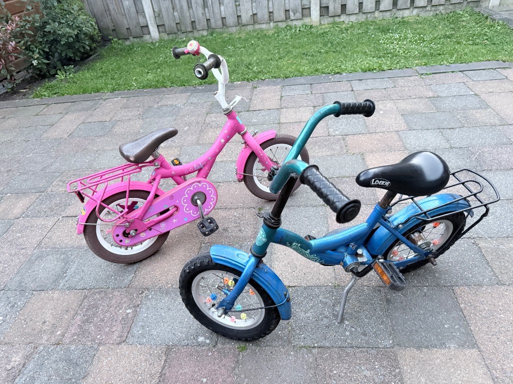 Kinderfietsen roze en blauw, Fietsen en Brommers, Fietsen | Kinderfietsjes, Terugtraprem, Gebruikt, Minder dan 16 inch, Ophalen