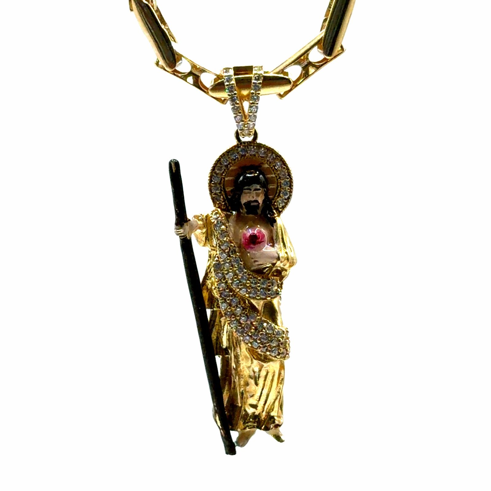 Gouden Jezus Hanger met Kristallen en Hanger, W, Nieuw, Ophalen of Verzenden, W