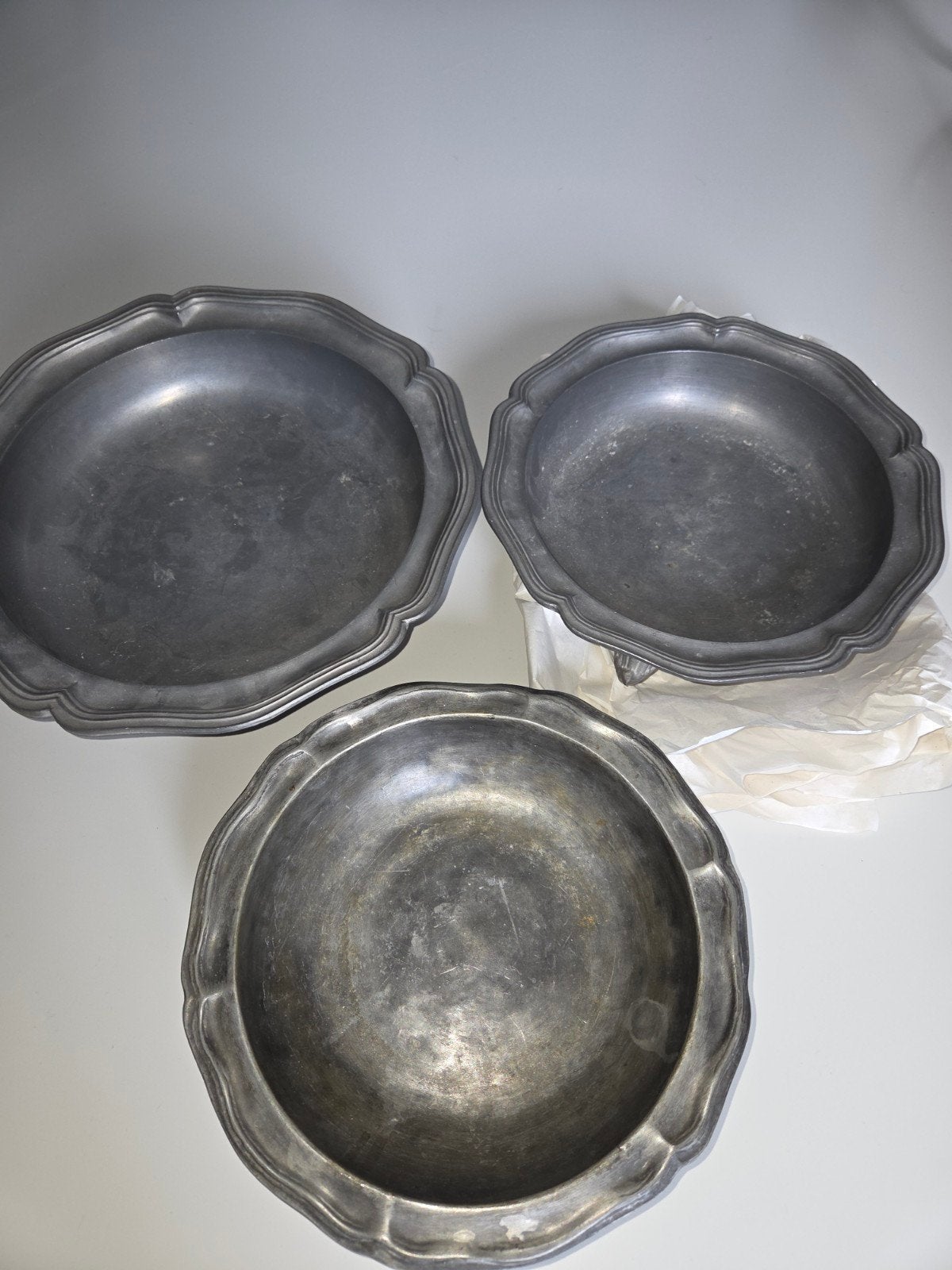 Tinnen Schalen , 3x , 2 gelijk design., Ophalen of Verzenden