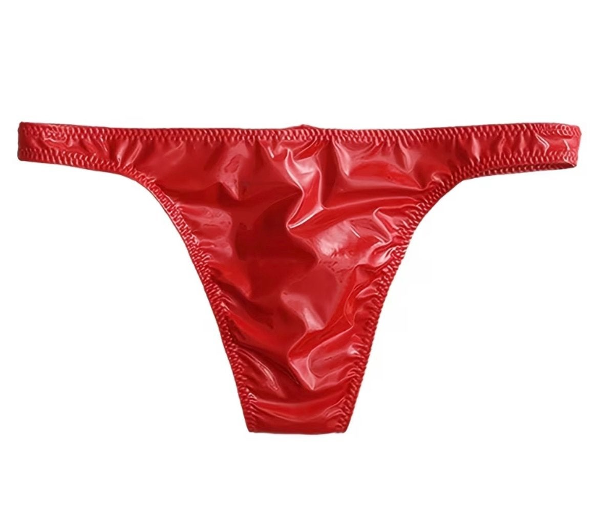 Pvc look heren tanga / billen 50% bedekt / nieuw, Verzenden, Rood, Slip