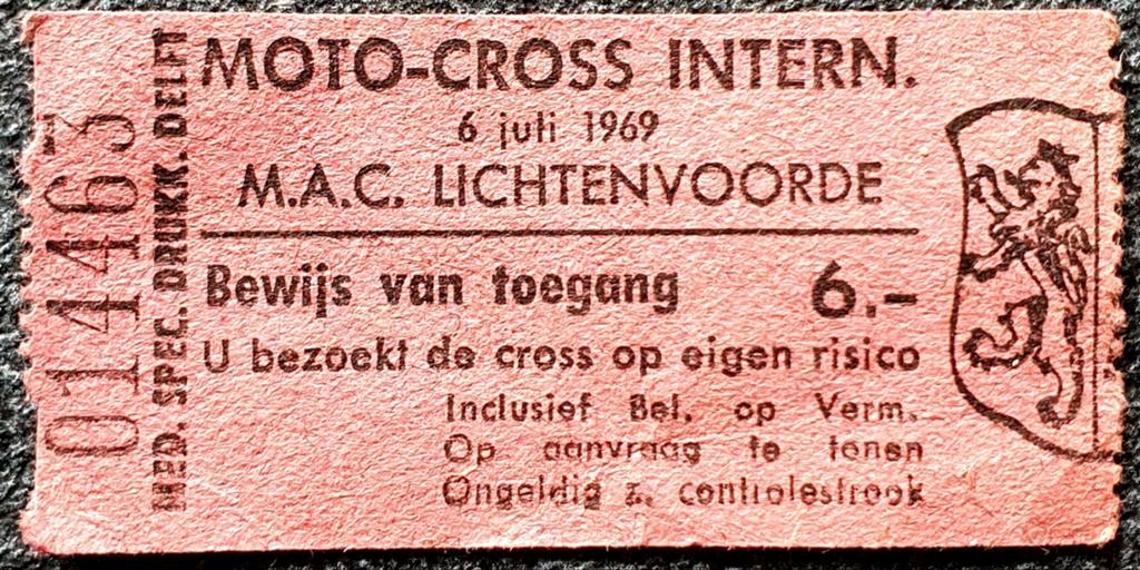 Moto-cross Lichtenvoorde 6 juli 1969 Zwarte Cross ?, Tickets en Kaartjes, Evenementen en Festivals, Eén persoon