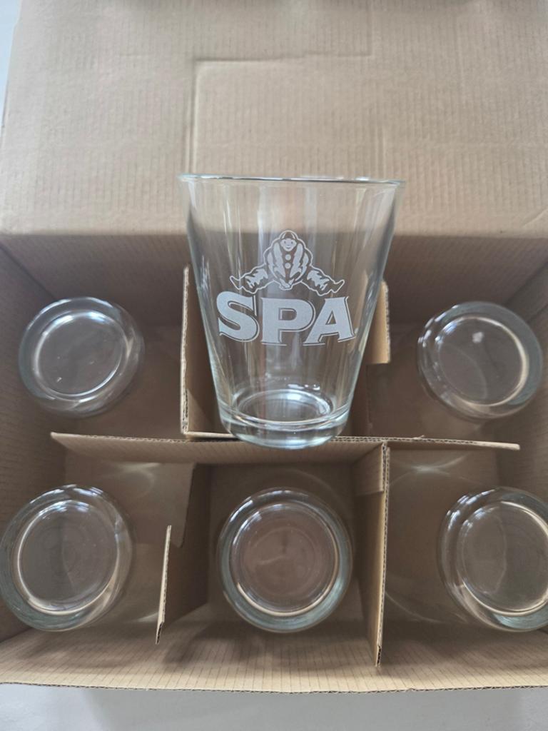 Set van 6 SPA Drinkglazen - In originele verpakking, Verzamelen, Ophalen, Nieuw, Waterglas