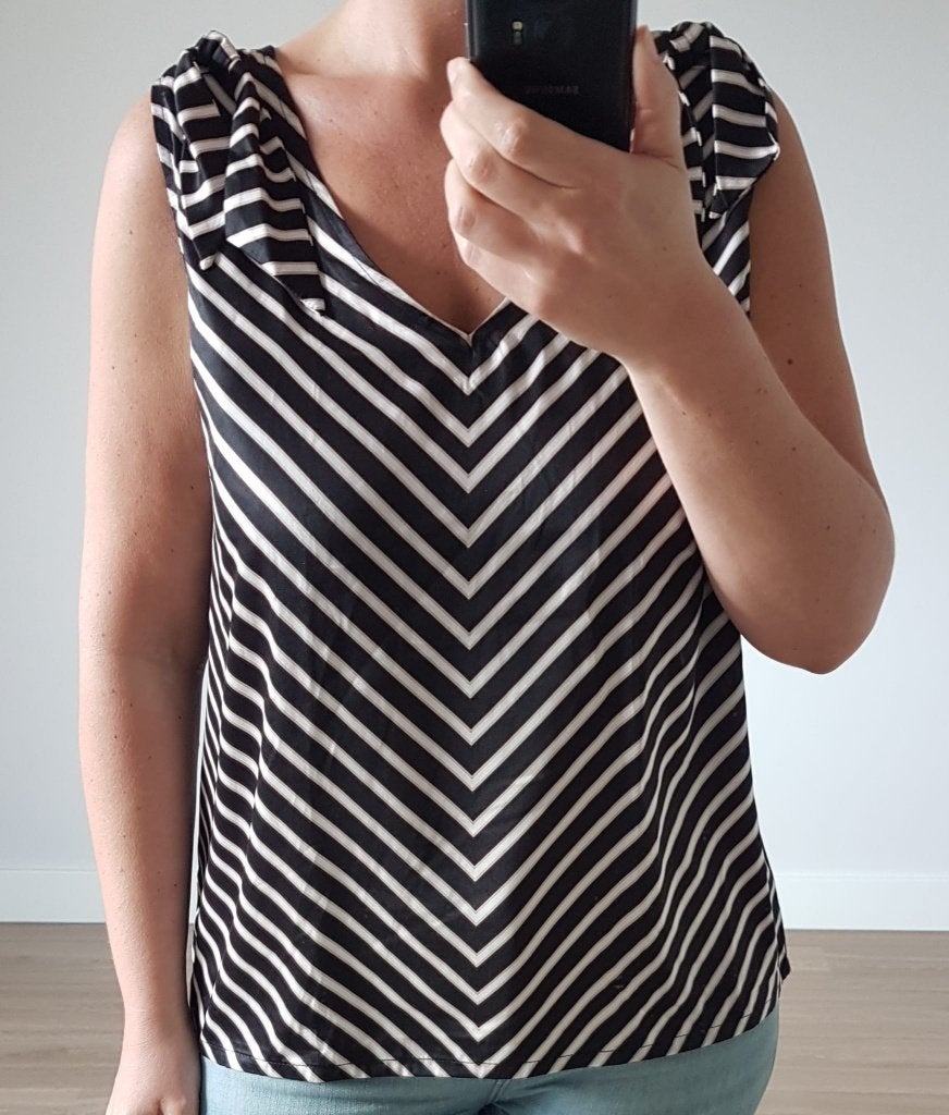 Blouse Shirt Zwart Gestreept Satijn 44 Sixth Sense Ongedrage, Zwart, Maat 42/44 (L), Nieuw, Ophalen of Verzenden