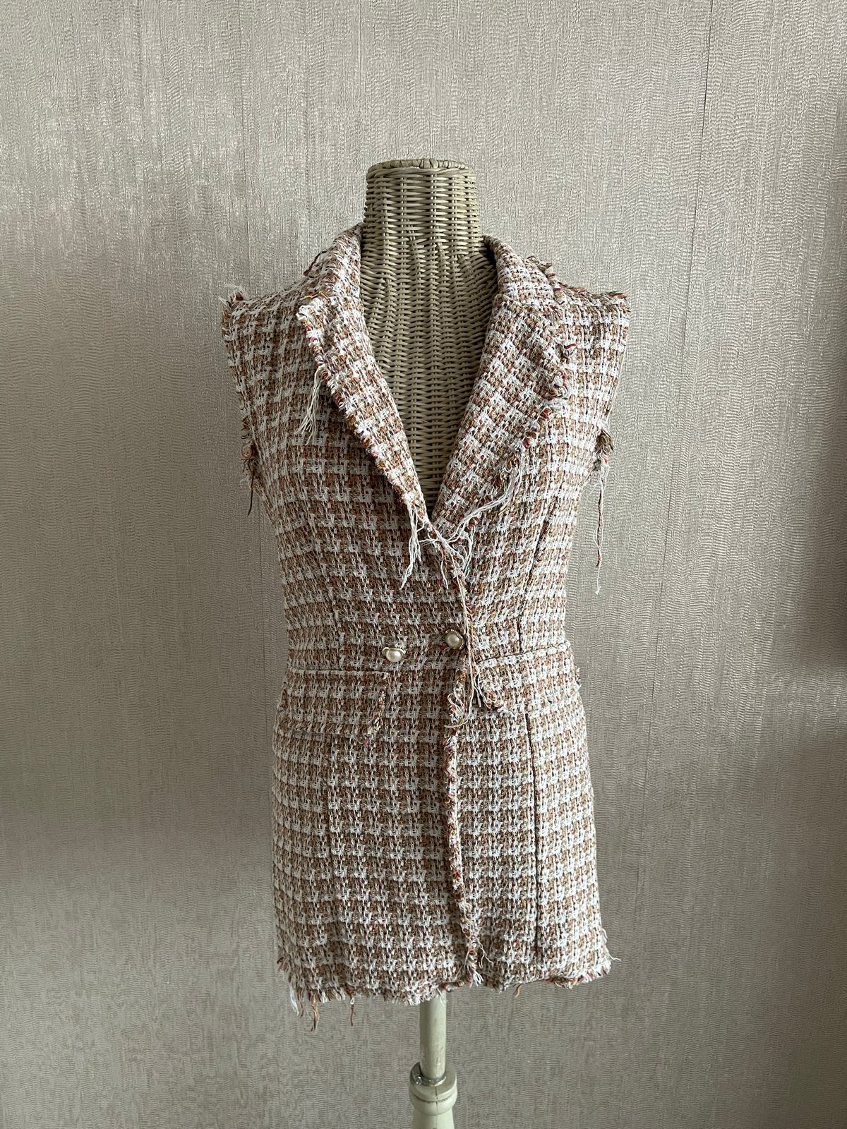 Maat S imicoco mouwloos tweed jasje, Kleding | Dames, Ophalen of Verzenden, Zo goed als nieuw
