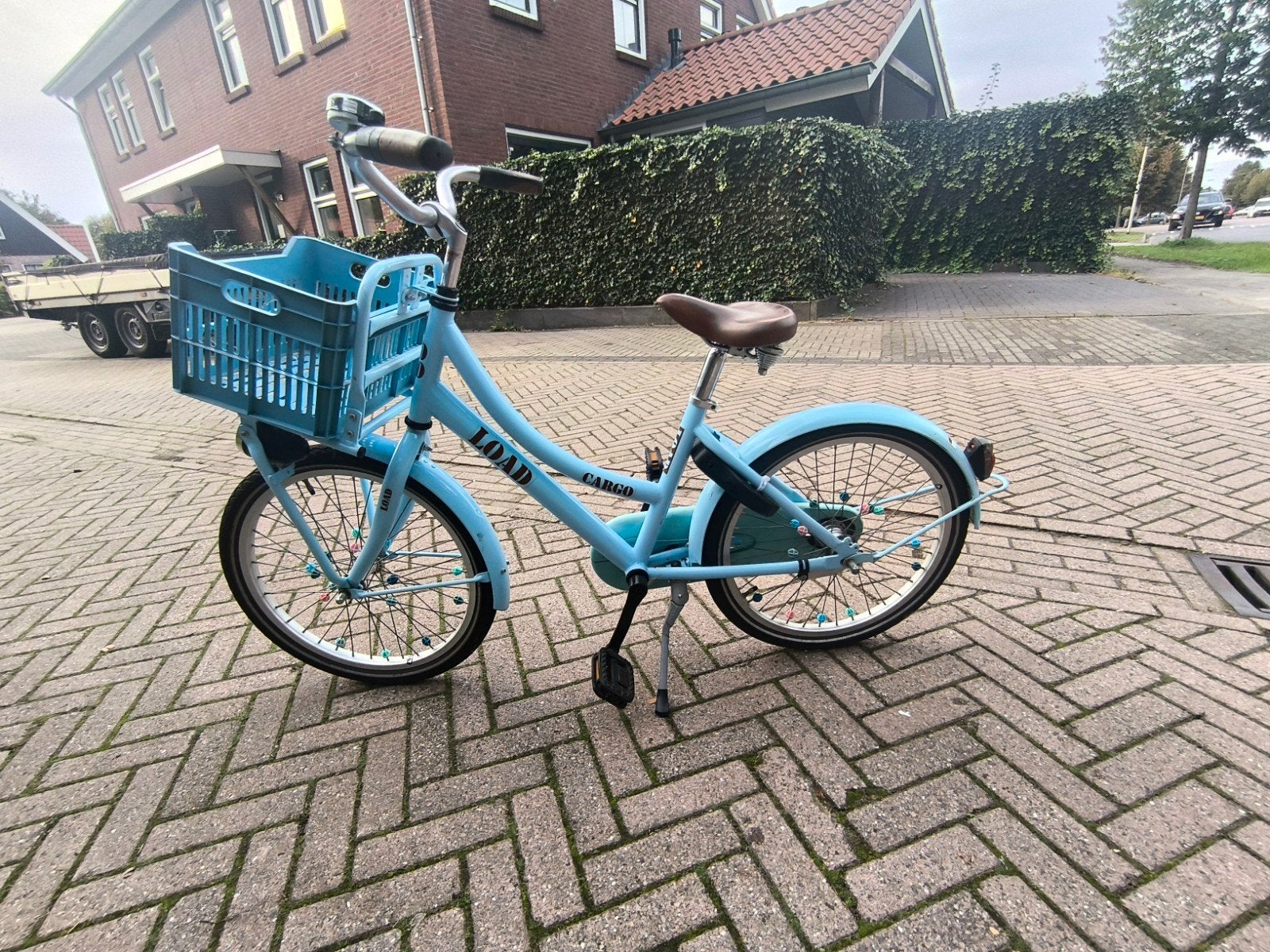 Lichtblauwe Cargo Meisjesfiets / Transportfiets - 20, Fietsen en Brommers, Ophalen, Terugtraprem, Cargo Load, Zo goed als nieuw
