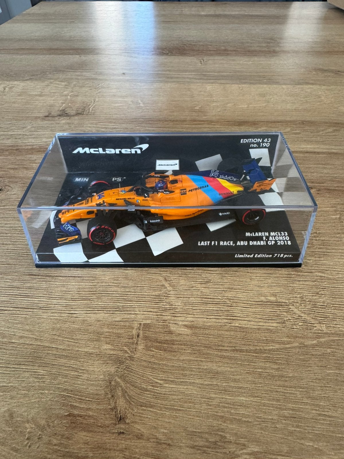 1:43 Minichamps Alonso Last race Abu Dhabi 2018, Ophalen of Verzenden, Nieuw, Auto, MiniChamps