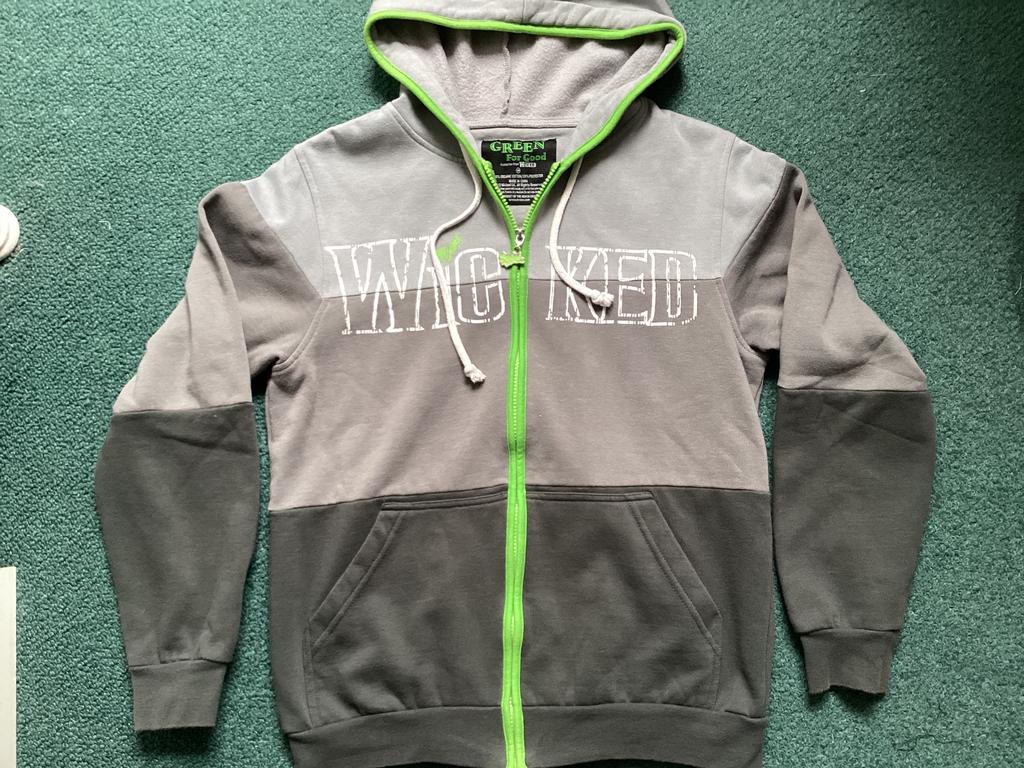 Wicked musical London hoody vest trui, Ophalen of Verzenden, Zo goed als nieuw, Maat 38/40 (M), Grijs