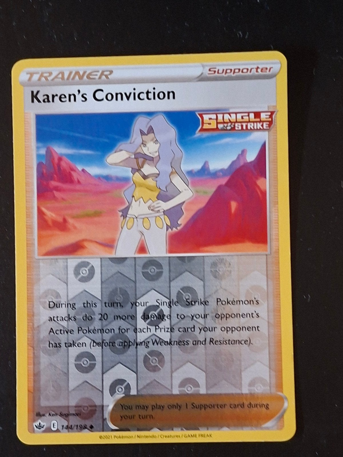 Karen's Conviction 144/198 Chilling Reign Pokémon Kaart, Ophalen of Verzenden