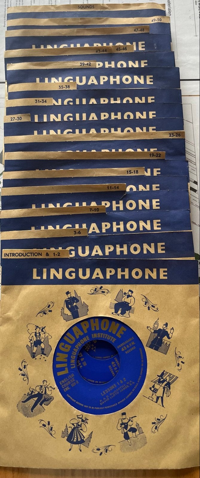 Linguaphone complete Engelse cursus op vinyl in koffer, Cd's en Dvd's, Gebruikt, Overige genres, 7 inch, Ophalen of Verzenden