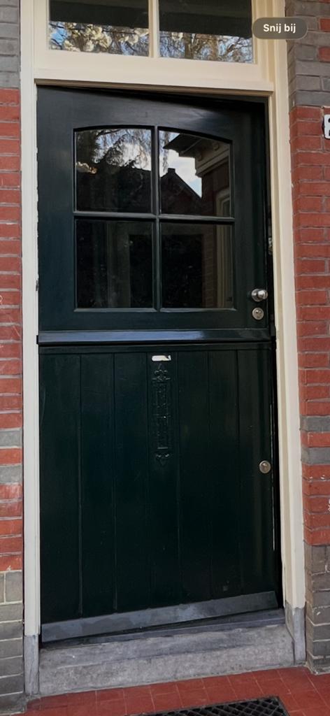 Deelbare houten voordeur, buitendeur (deelbaar boven onder), Ophalen, Zo goed als nieuw, Buitendeur, 200 tot 215 cm