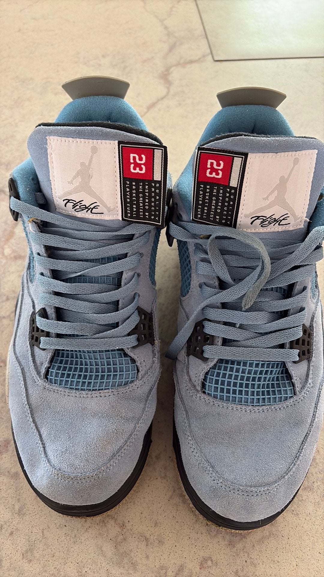 Jordan 4 Retro 'University Blue' - Maat 45, Ophalen of Verzenden, Gedragen, Blauw, Sneakers of Gympen