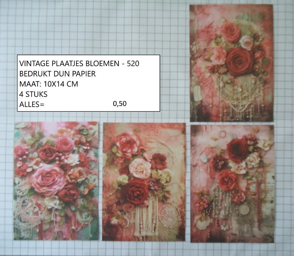 ❤️❤️vintage plaatjes bloemen 520 ( alleen verzenden, Ophalen, Nieuw, Overige thema's, Knipvel