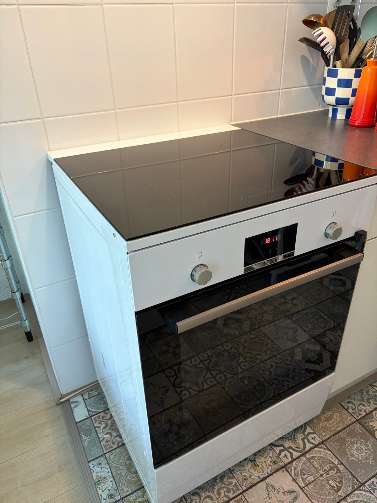 Bosch vrijstaand inductie fornuis, Ophalen, Hete lucht, 60 cm of meer, 4 kookzones