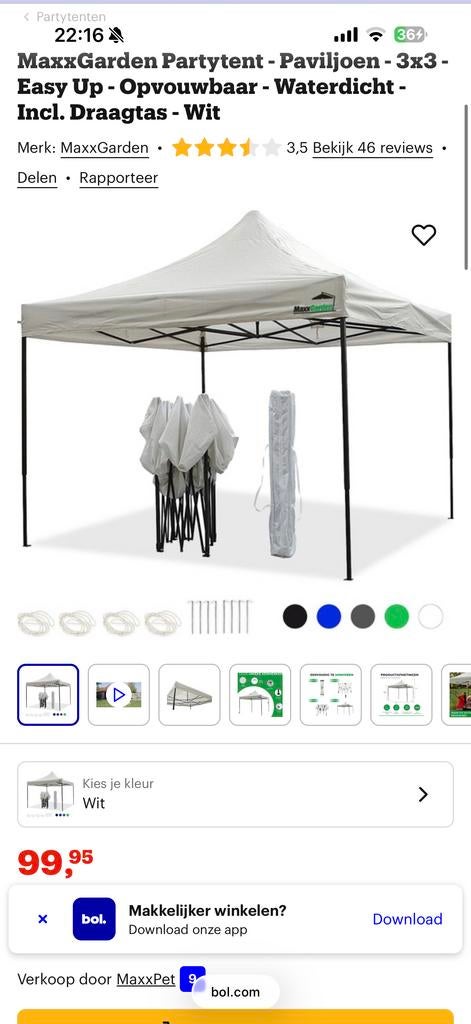 4 stuks Partytent 3x3 - Opvouwbaar (per stuk in overleg), Ophalen, Opvouwbaar, Partytent, Minder dan 4 meter