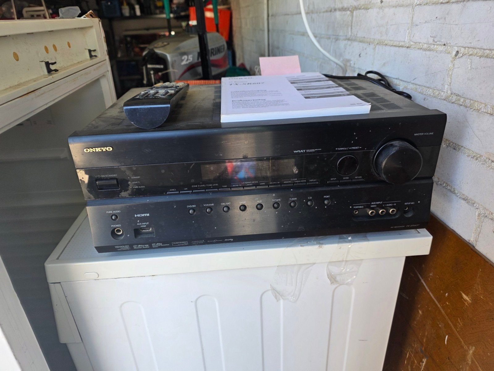 Onkyo TX-SR607 AV-receiver met afstandsbediening, Ophalen, Gebruikt, 120 watt of meer, Onkyo