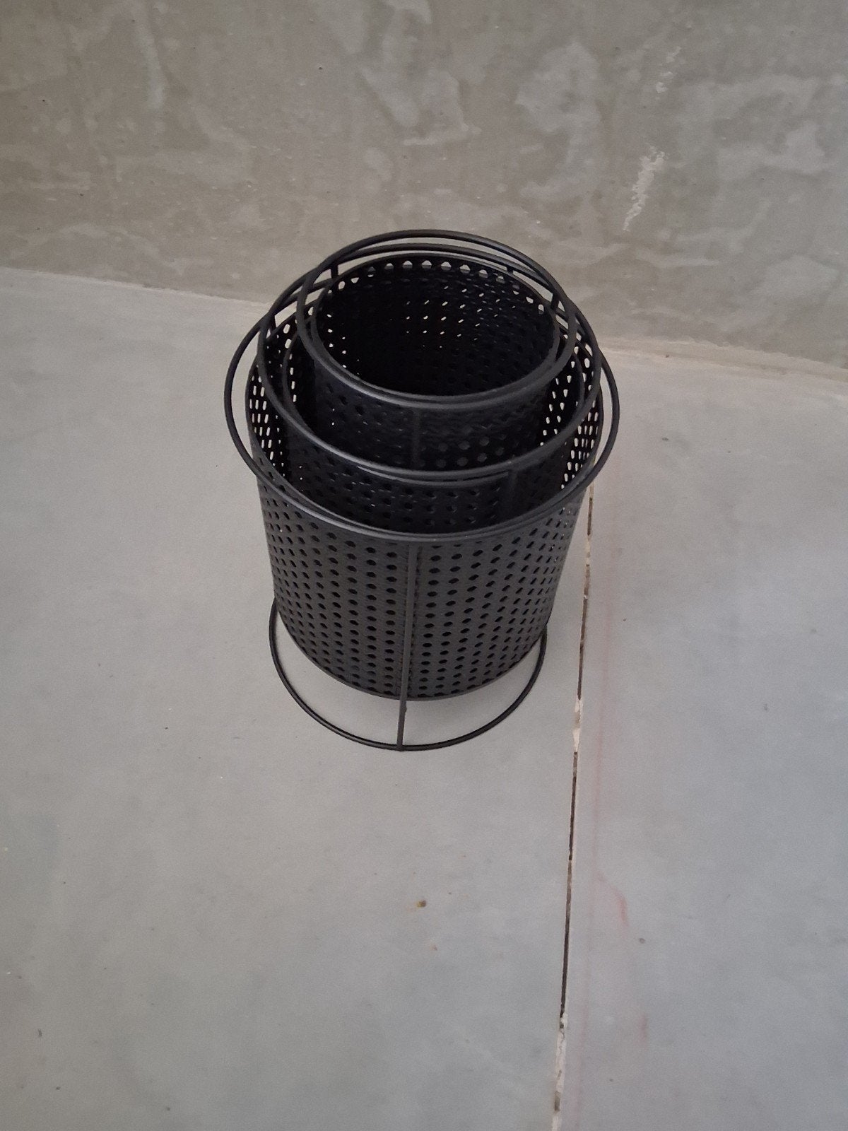 Set van 3 zwarte metalen plantenbakken/opbergmanden, Minder dan 60 cm, Rond, Ophalen of Verzenden, Metaal