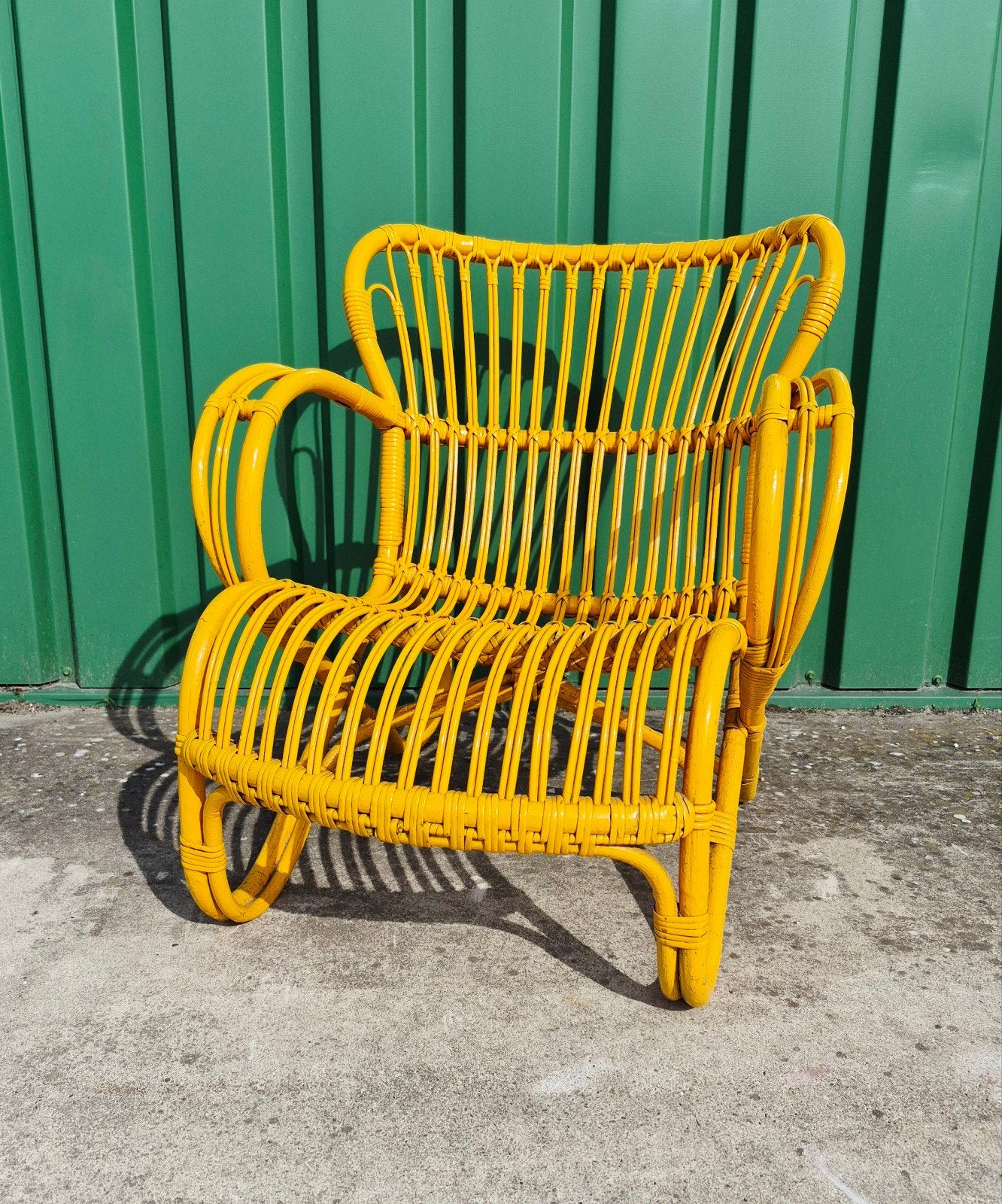Vintage, rotan stoel/fauteuil, Rohé jaren 50, Ophalen, Zo goed als nieuw, Mid-century, 50 tot 75 cm