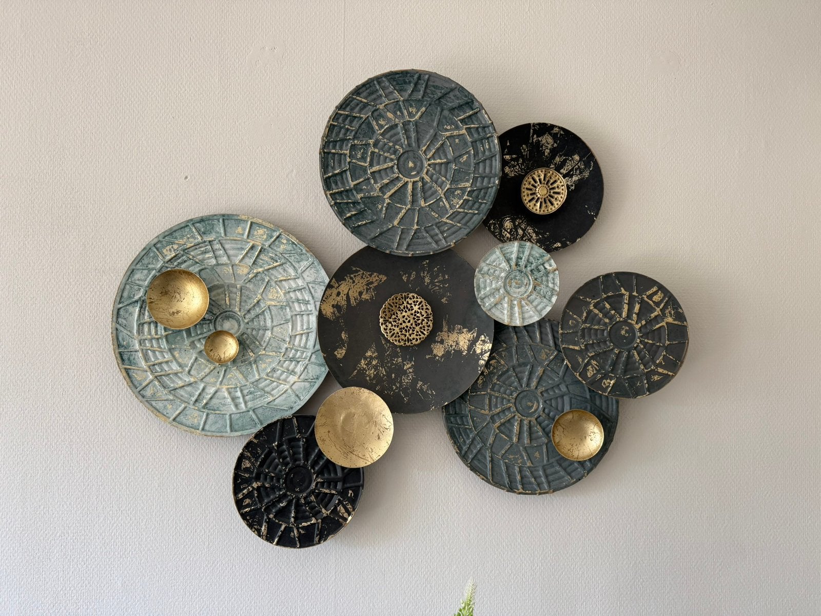 Wanddecoratie blauw/goud, Ophalen, Zo goed als nieuw