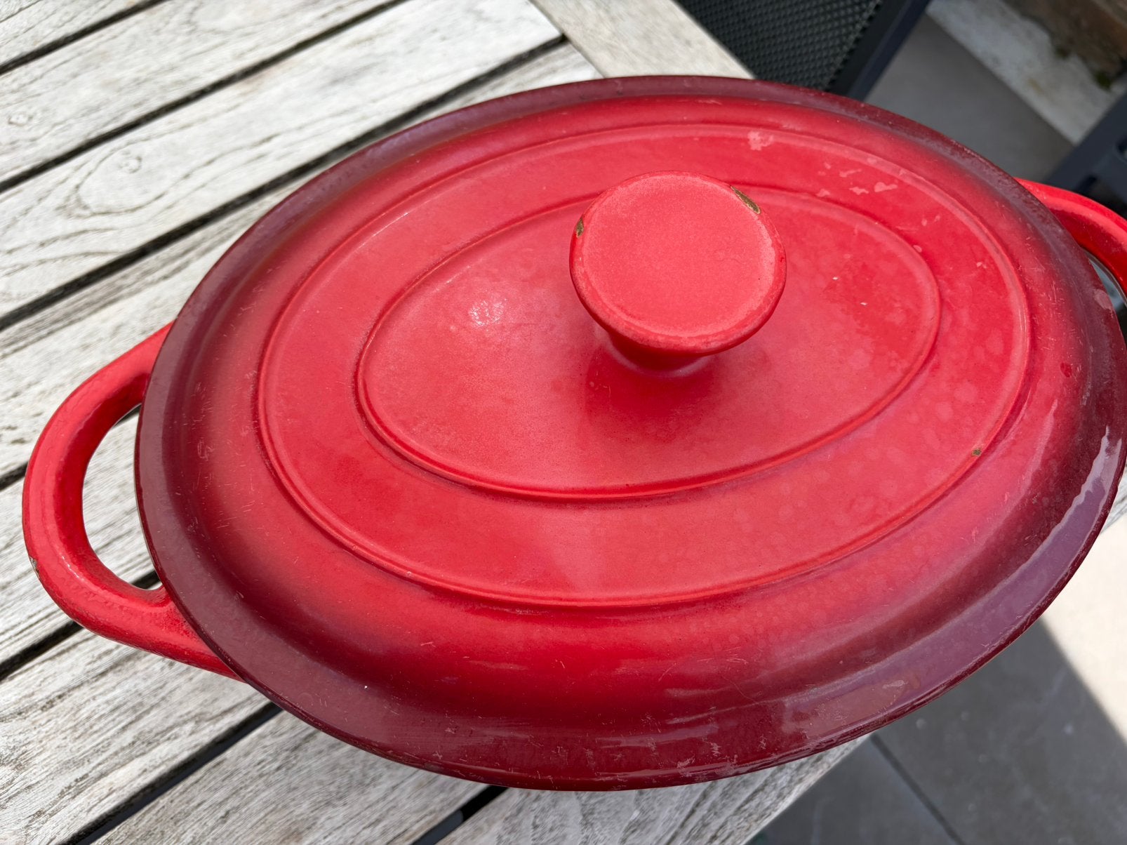 Ternesto gietijzeren braadpan ovaal rood met deksel, Ophalen, Zo goed als nieuw, Gietijzer