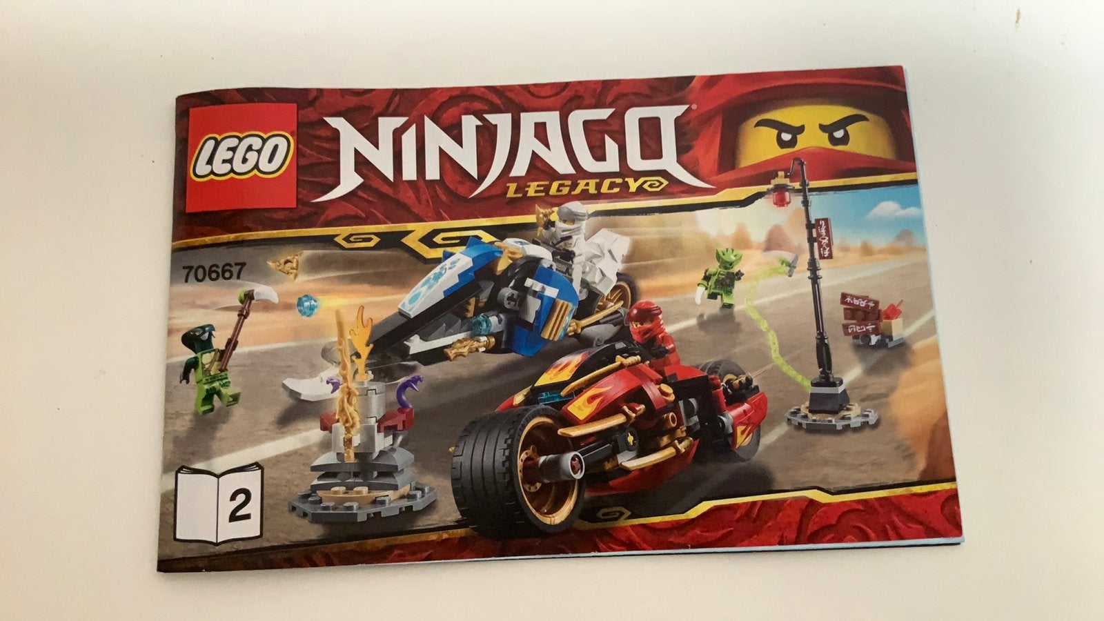 Lego Ninjago Legacy 70667 Kai's Blade Cycle & Zane's Snowmob, Gebruikt, Lego, Ophalen of Verzenden, Compleet