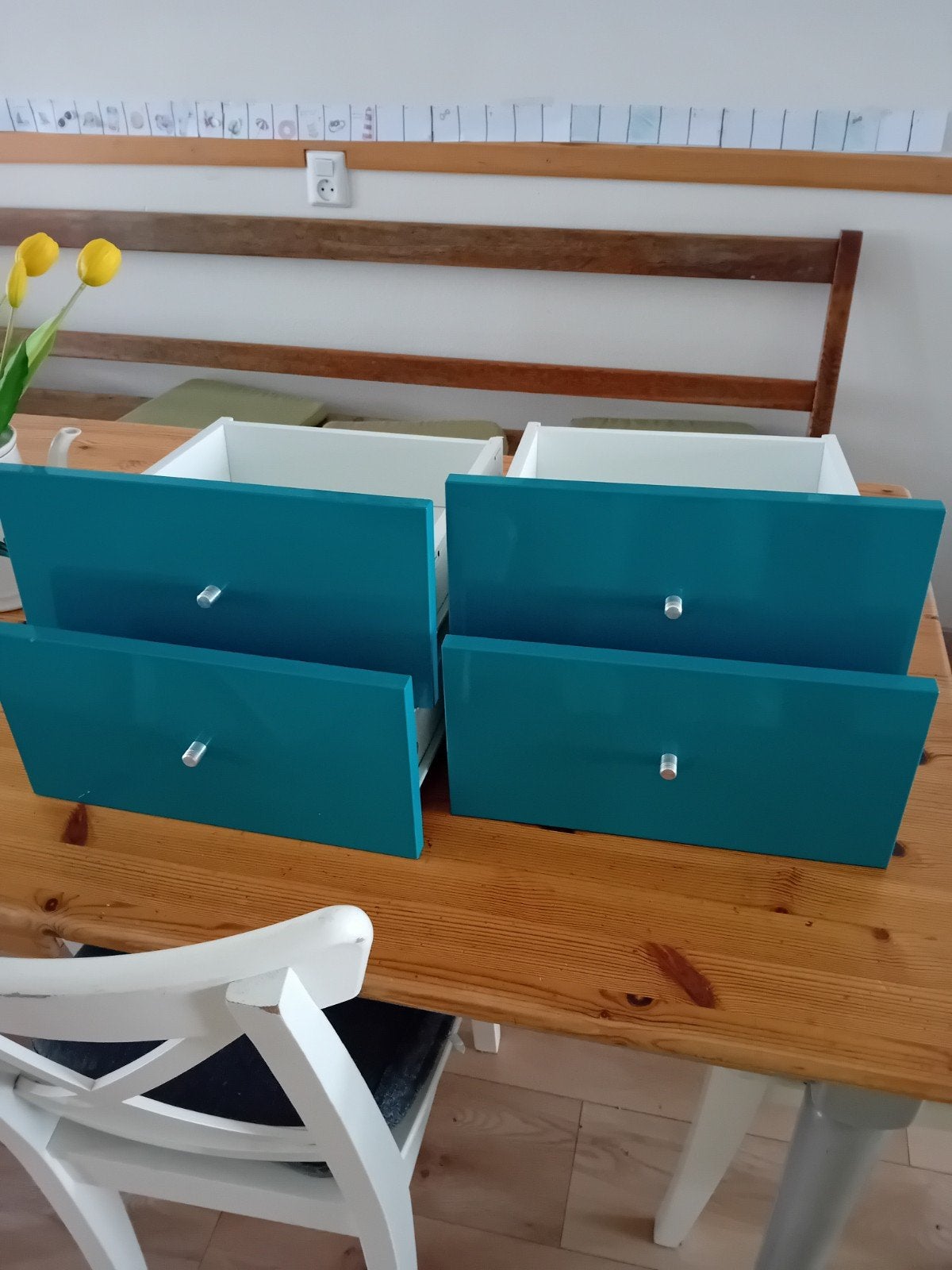 Expedit 4 lades, turquoise, Ophalen, Minder dan 50 cm, Gebruikt, 3 of 4 laden