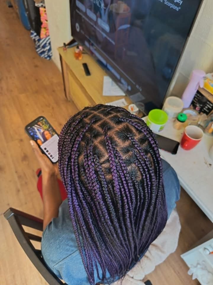 Prachtige paarse vlechten - Box Braids, Sieraden, Tassen en Uiterlijk, Ophalen of Verzenden, Nieuw, Pruik of Haarverlenging