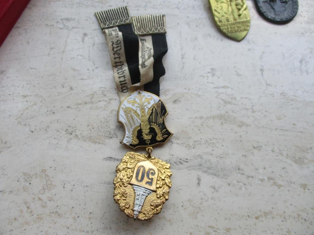 Pruisische abzeichen voor veteranenbond 50 jaar lid, Verzenden, Landmacht, Duitsland, Lintje, Medaille of Wings