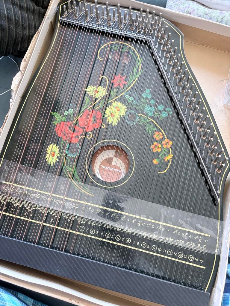 Jubel Töne Citer met bloemmotief - Vintage Muziekinstrument, Ophalen, Gebruikt, Citer