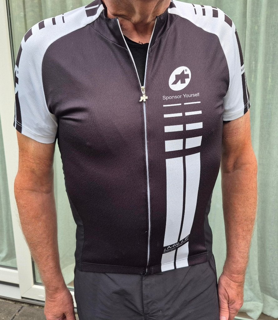 Assos fietsshirt, zwart wit, heren, maat M, Assos, Ophalen of Verzenden, Zo goed als nieuw, Bovenkleding