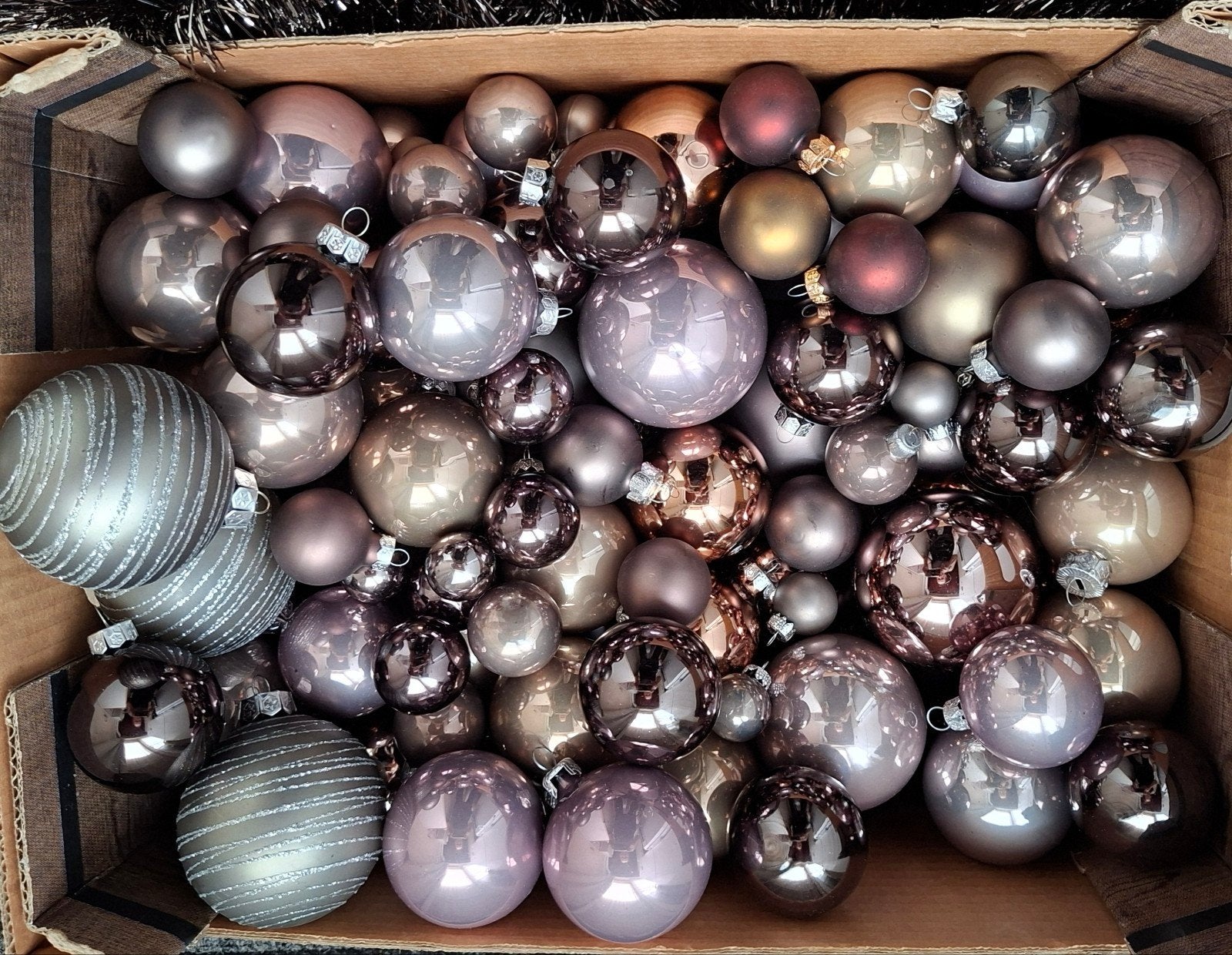 taupe brons beige glazen kerstballen, Ophalen of Verzenden