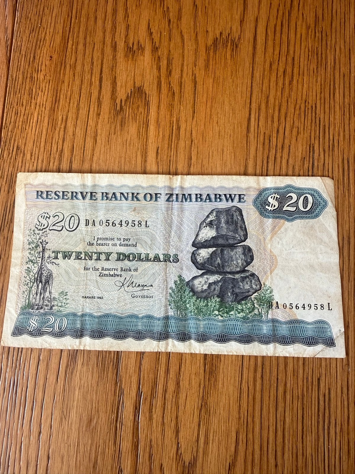 Zimbabwaanse 20 Dollar, Ophalen of Verzenden, Zimbabwe, Los biljet