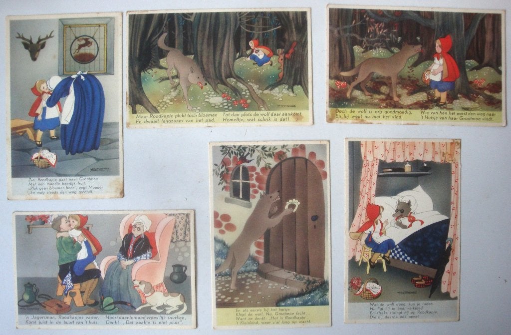 Willy Schermelé's Roodkapje ansichtkaarten, niet verzonden g, Ophalen of Verzenden, Voor 1920, Kinderen