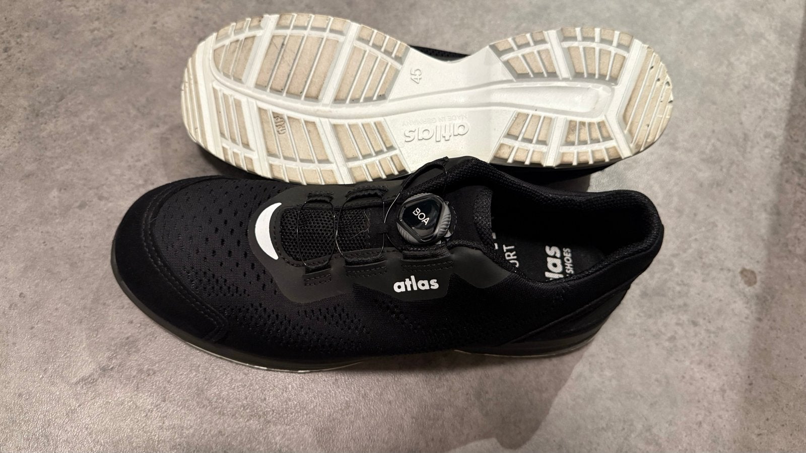 Atlas Safety ESD werkschoenen met BOA sluiting - Maat 45, Kleding | Heren, Ophalen of Verzenden, Zo goed als nieuw, Zwart, Werkschoenen