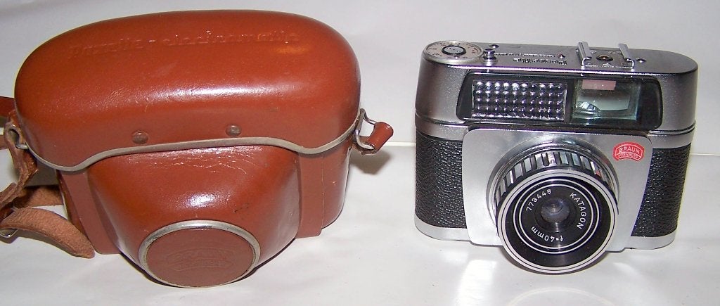 Vintage Braun Paxette camera in leren foudraal. Izgs., Ophalen of Verzenden, Zo goed als nieuw, Compact, Overige Merken