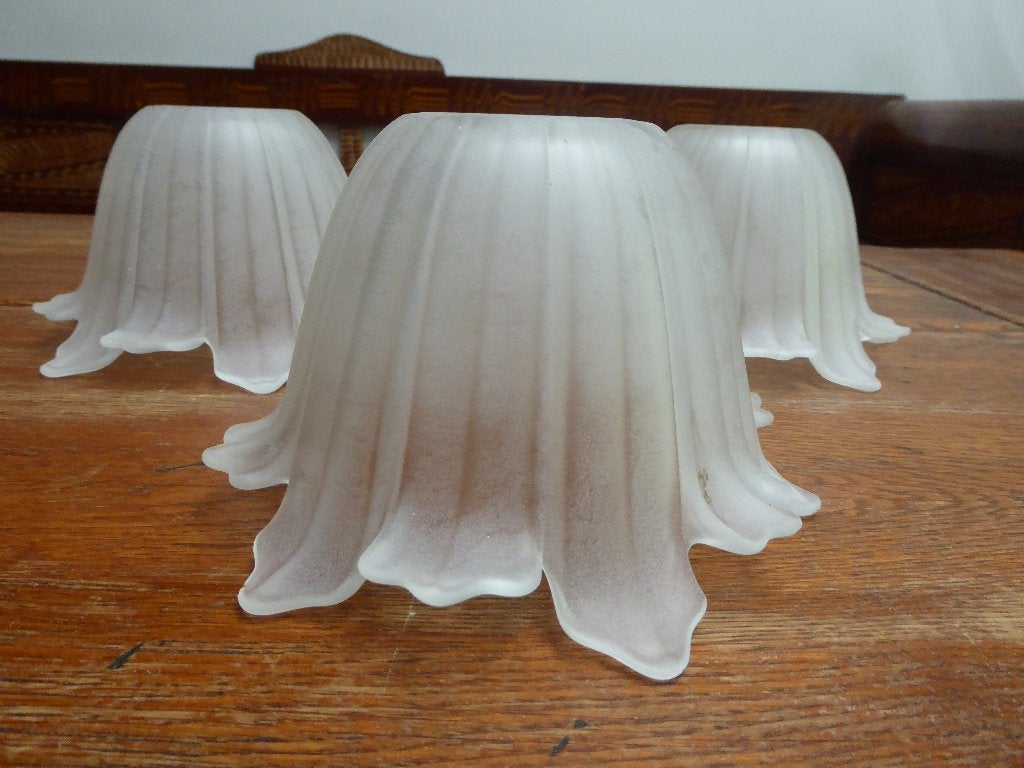 3 vintage persglazen lampenkapjes, Antiek en Kunst, Ophalen of Verzenden