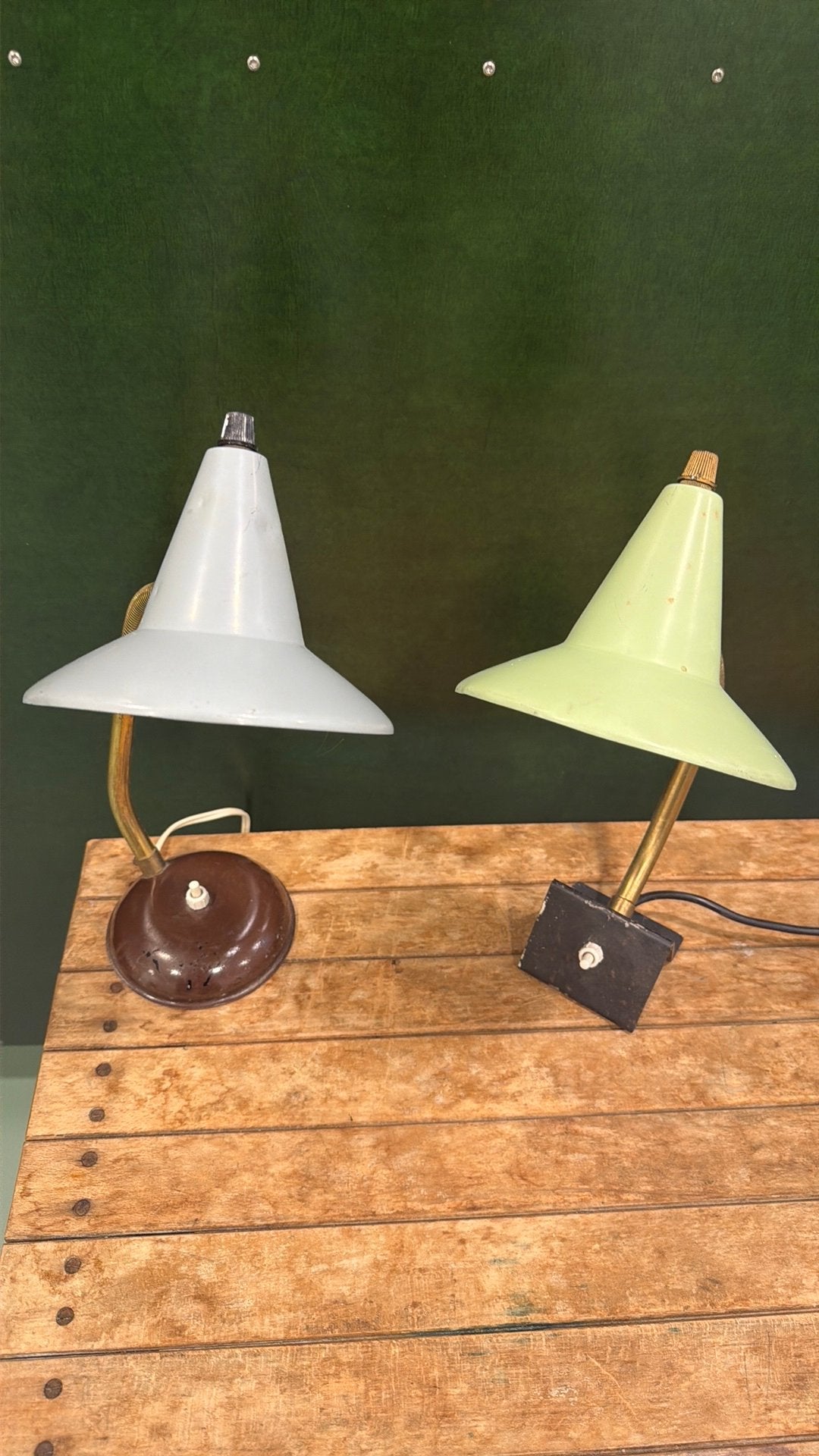 2 Vintage Bureaulampjes met Flexibele Arm - Jaren '60 Stijl, Antiek en Kunst, Ophalen