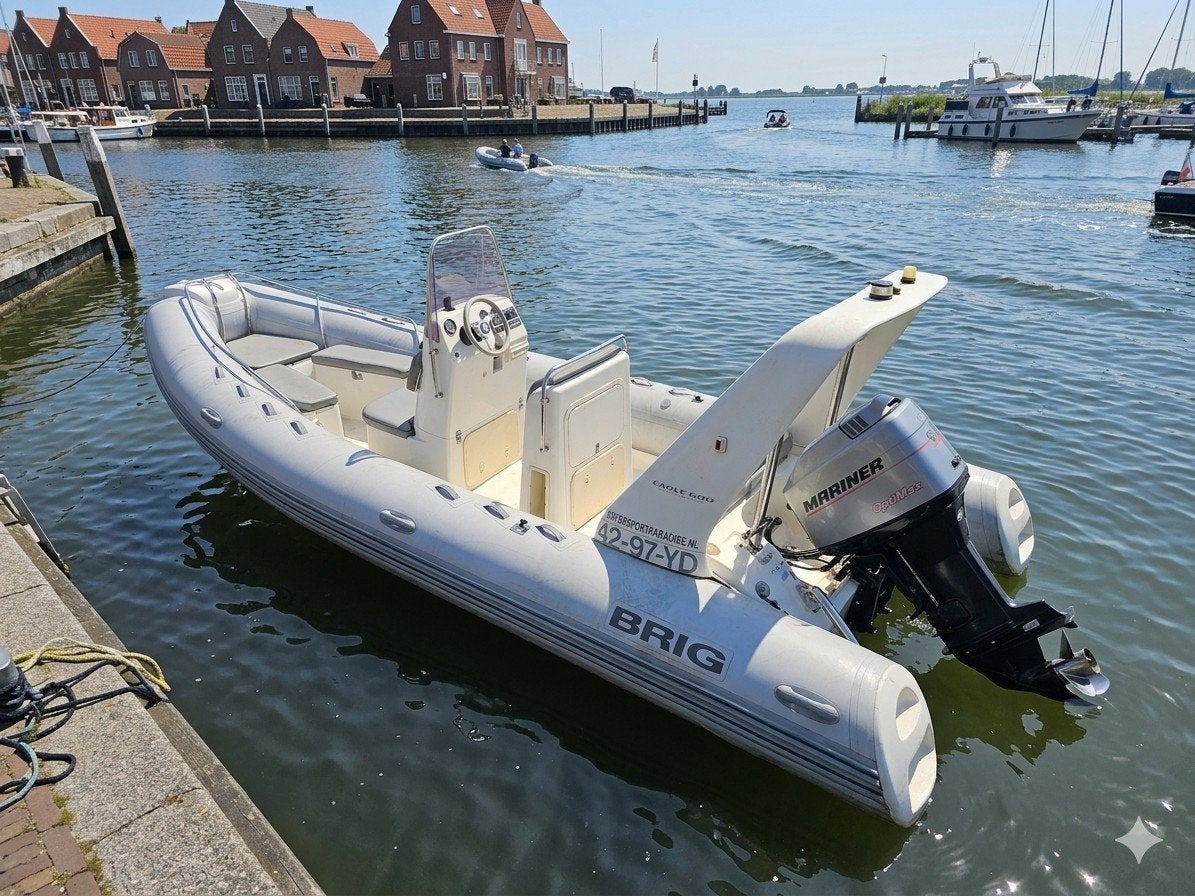Brig Eagle 600 ribboot, Watersport en Boten, Rubberboten, Ophalen, Gebruikt, Inclusief motor, 6 m