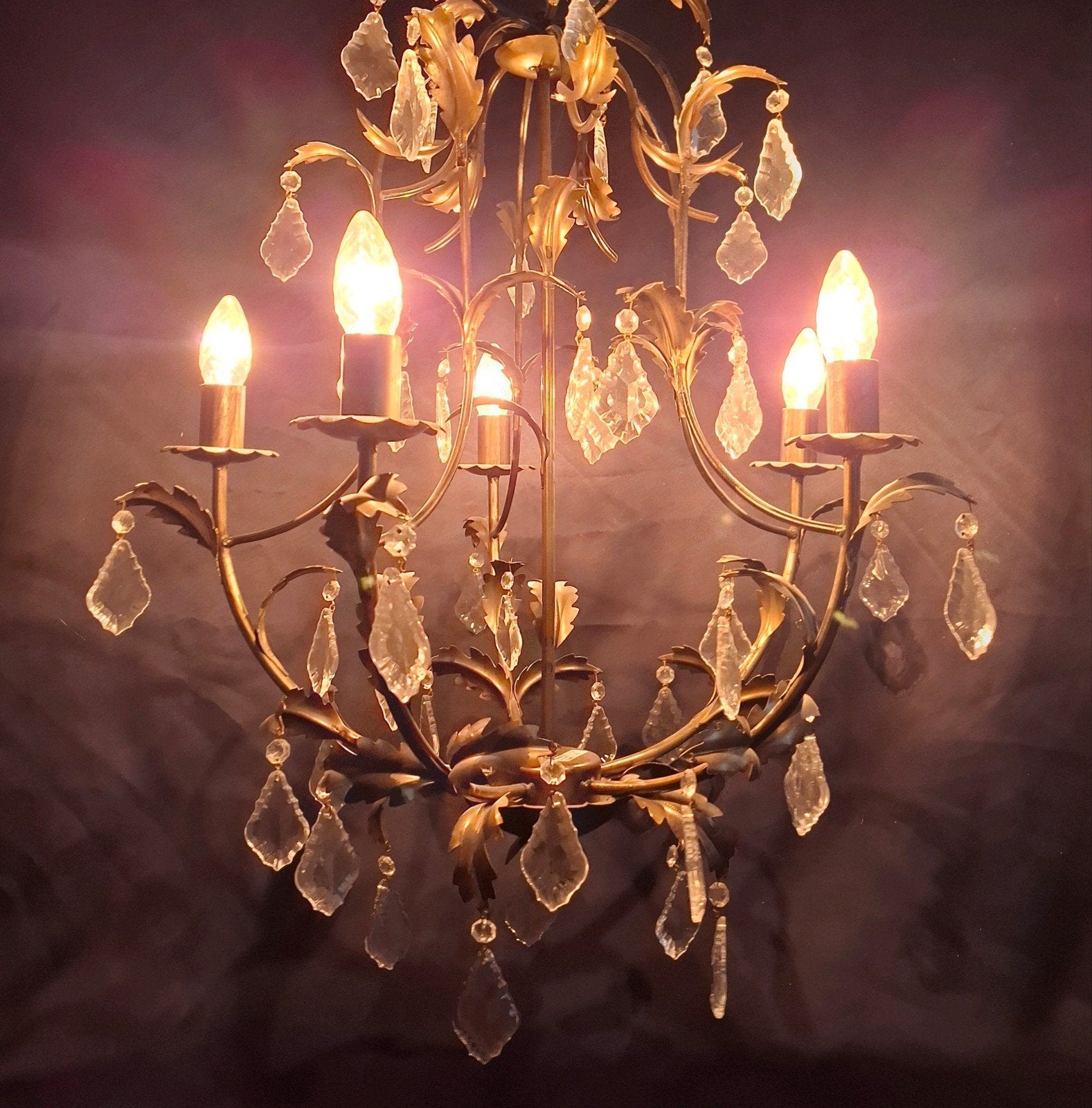 Grote Vintage Kroonluchter Holländer Leuchten, Ophalen, Glas
