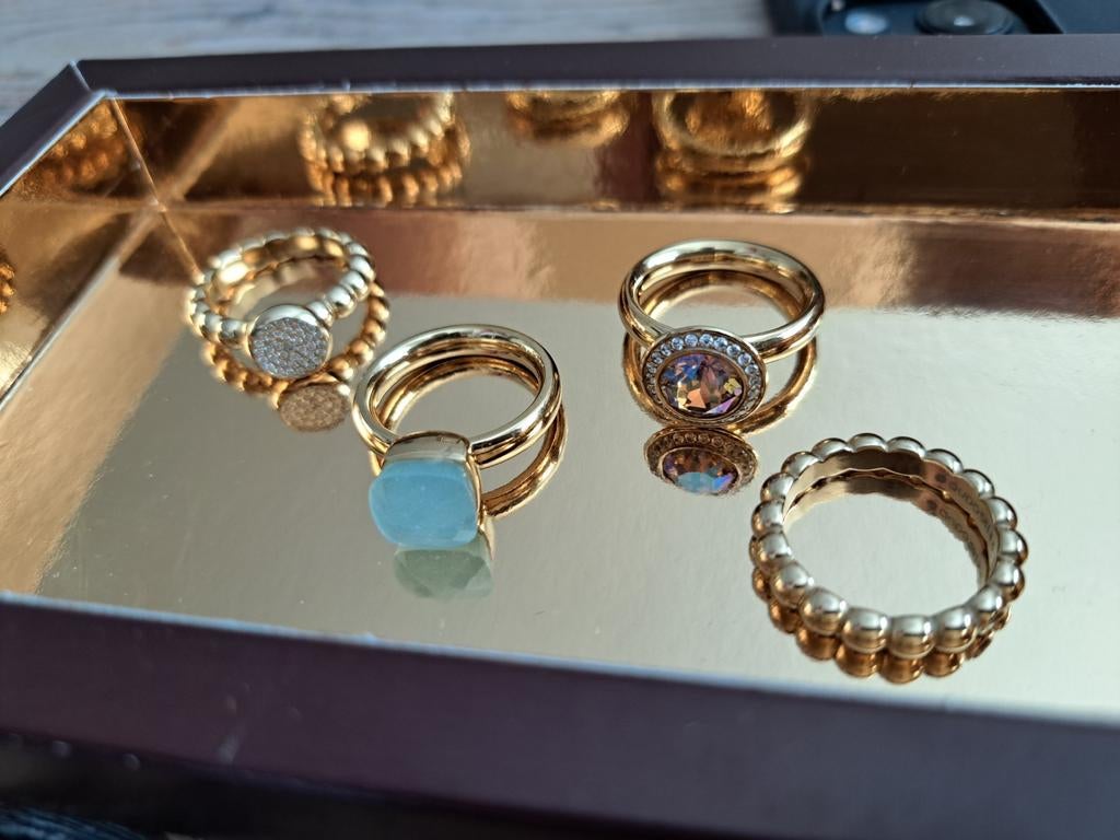 Qudo Dutch design ringen, Sieraden, Tassen en Uiterlijk, Met kristal, 19 tot 20, Geel, Ophalen of Verzenden