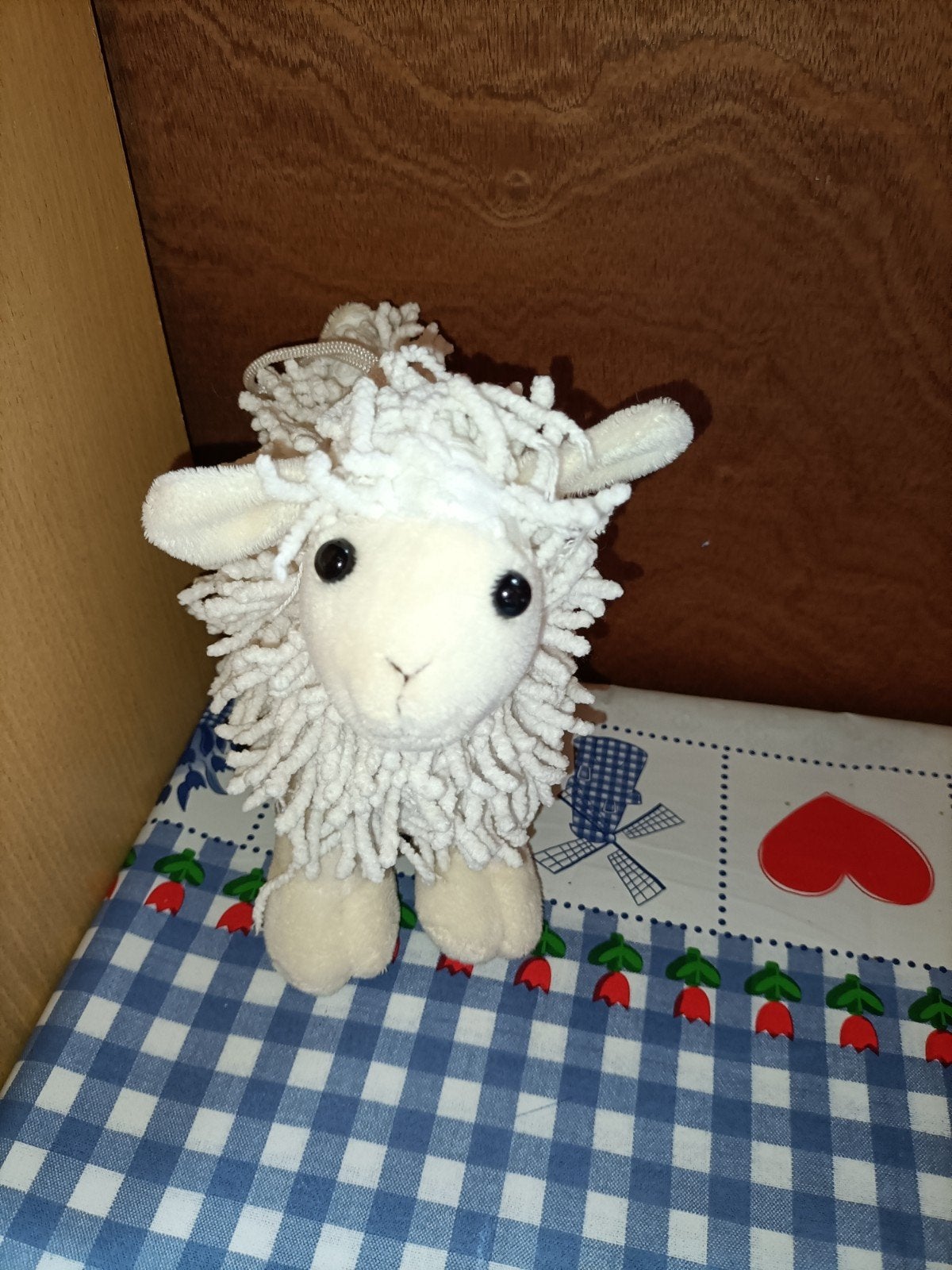 De Waal Texel schaap knuffel wit met slierten 20 cm groot, Ophalen of Verzenden, Zo goed als nieuw, Overige typen