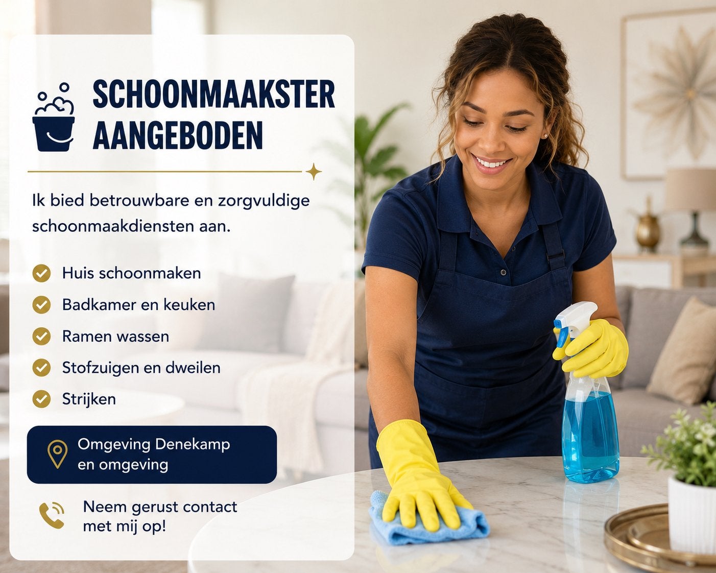 SCHOONMAAKSTER AANGEBODEN  strijken in de buurt Denekamp, Huis en Inrichting, Schoonmaakartikelen, Ophalen