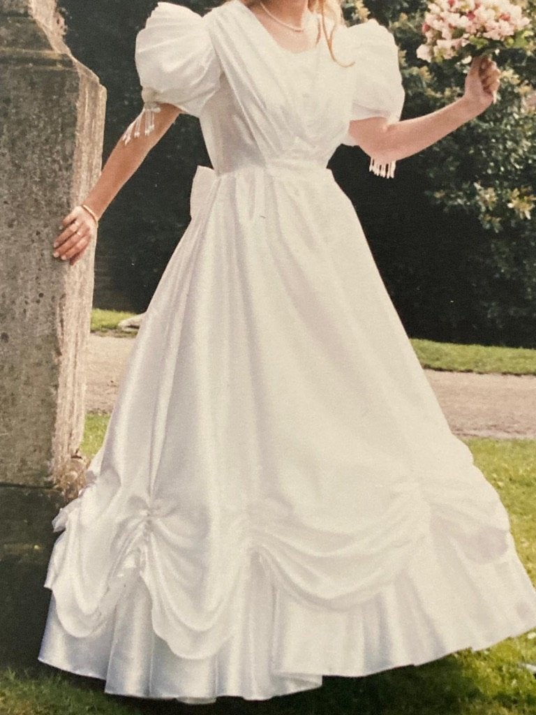 Trouwjurk vintage, Trouwjurk, Wit, Ophalen of Verzenden, Onbekend