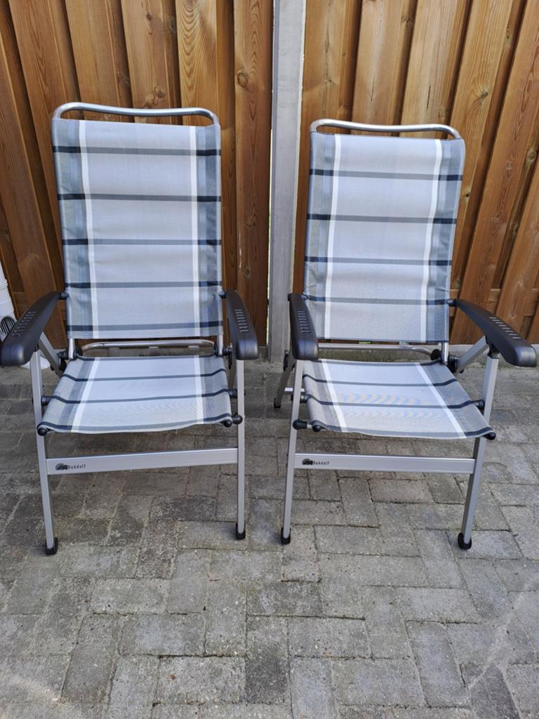Dukdalf stoelen met voetensteunen, Caravans en Kamperen, Ophalen, Campingstoel