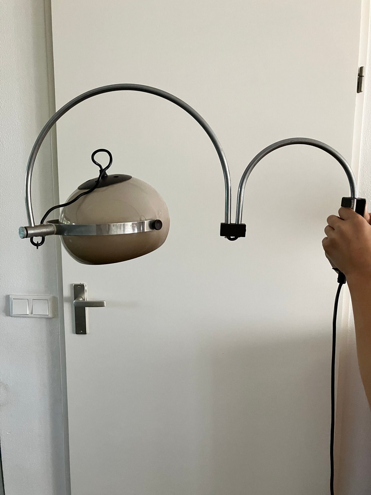 Dijkstra Vintage Booglamp/wandlamp met Melkglas Kap, Ophalen of Verzenden